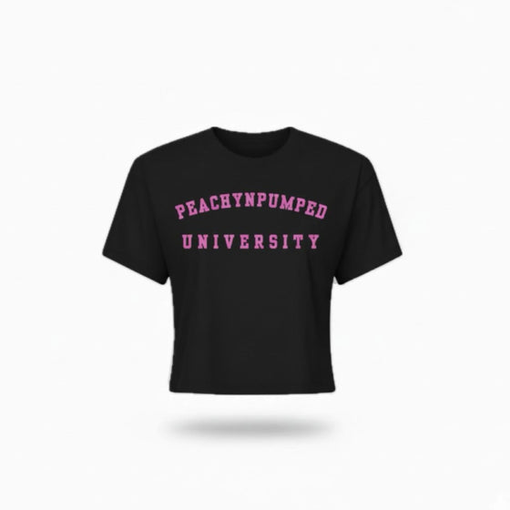 PNP University Pink Text Crop Tee