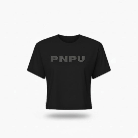 PNPU Grey Text Crop Tee