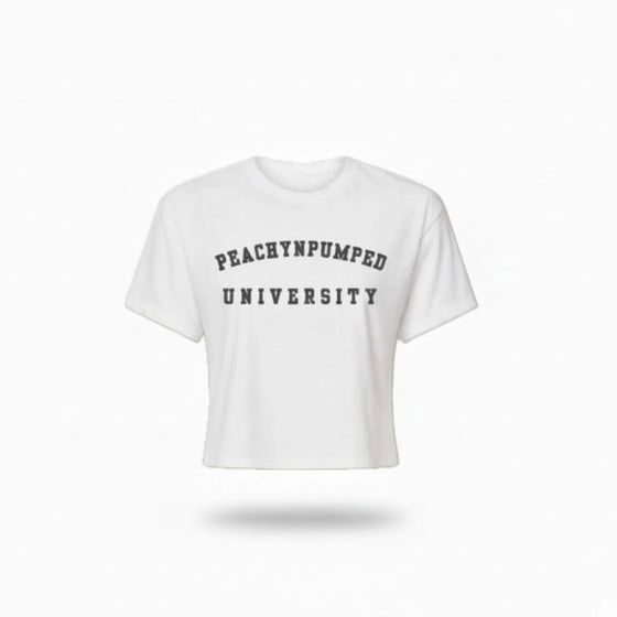 PNP University Grey Text Crop Tee