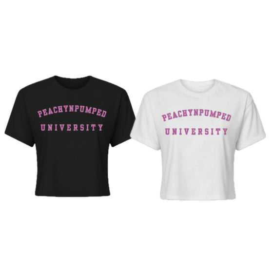 PNP University Pink Text Crop Tee
