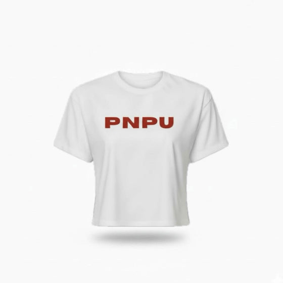 PNPU Red Text Crop Tee