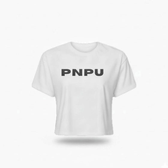 PNPU Grey Text Crop Tee