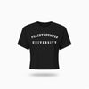 PNP University White or Black Text Crop Tee