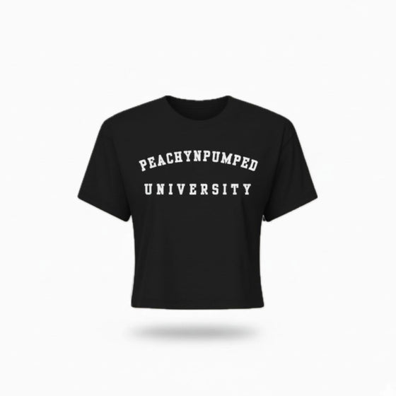 PNP University White or Black Text Crop Tee