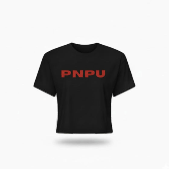 PNPU Red Text Crop Tee