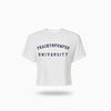 PNP University Purple Text Crop Tee