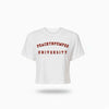 PNP University Red Text Crop Tee