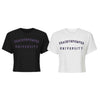 PNP University Purple Text Crop Tee