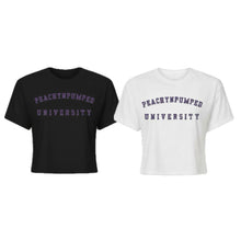  PNP University Purple Text Crop Tee