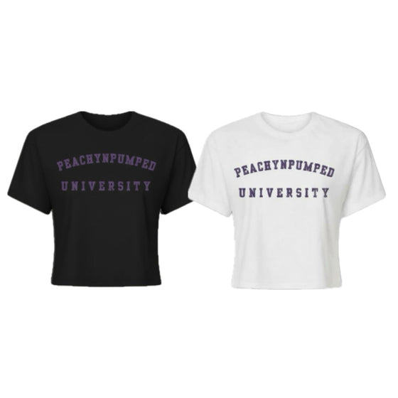 PNP University Purple Text Crop Tee