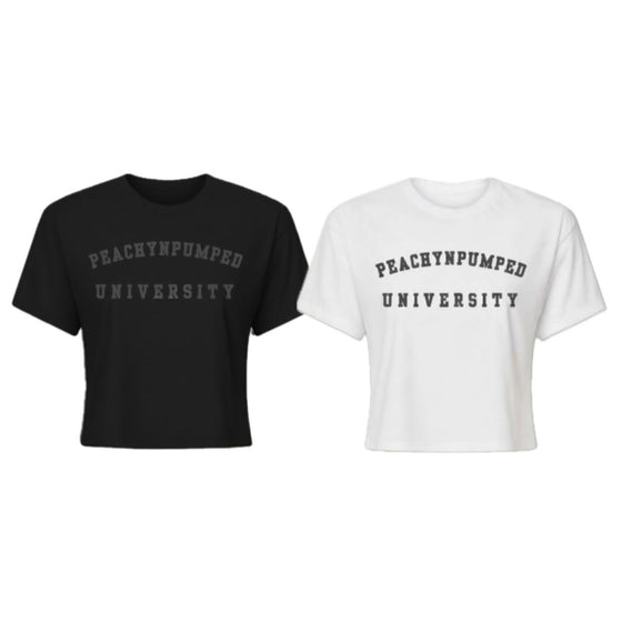 PNP University Grey Text Crop Tee