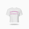 PNP University Pink Text Crop Tee