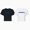 PNPU Branded Cropped Tee Blue Logo