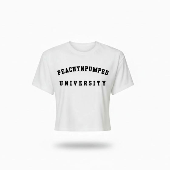 PNP University White or Black Text Crop Tee